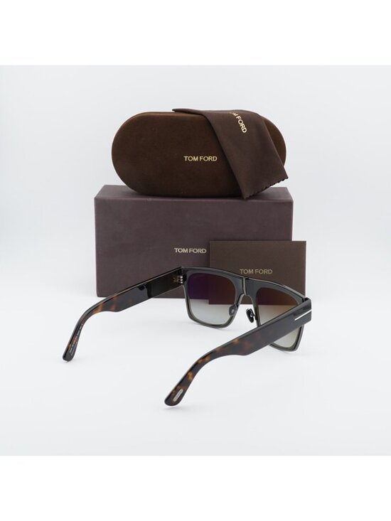 Tom Ford Edwin FT1073 51G Sunglasses Green / Havana Square Frame, Brown Lenses